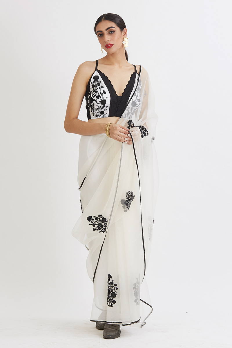 Reet Ivory Saree | Peeli Dori