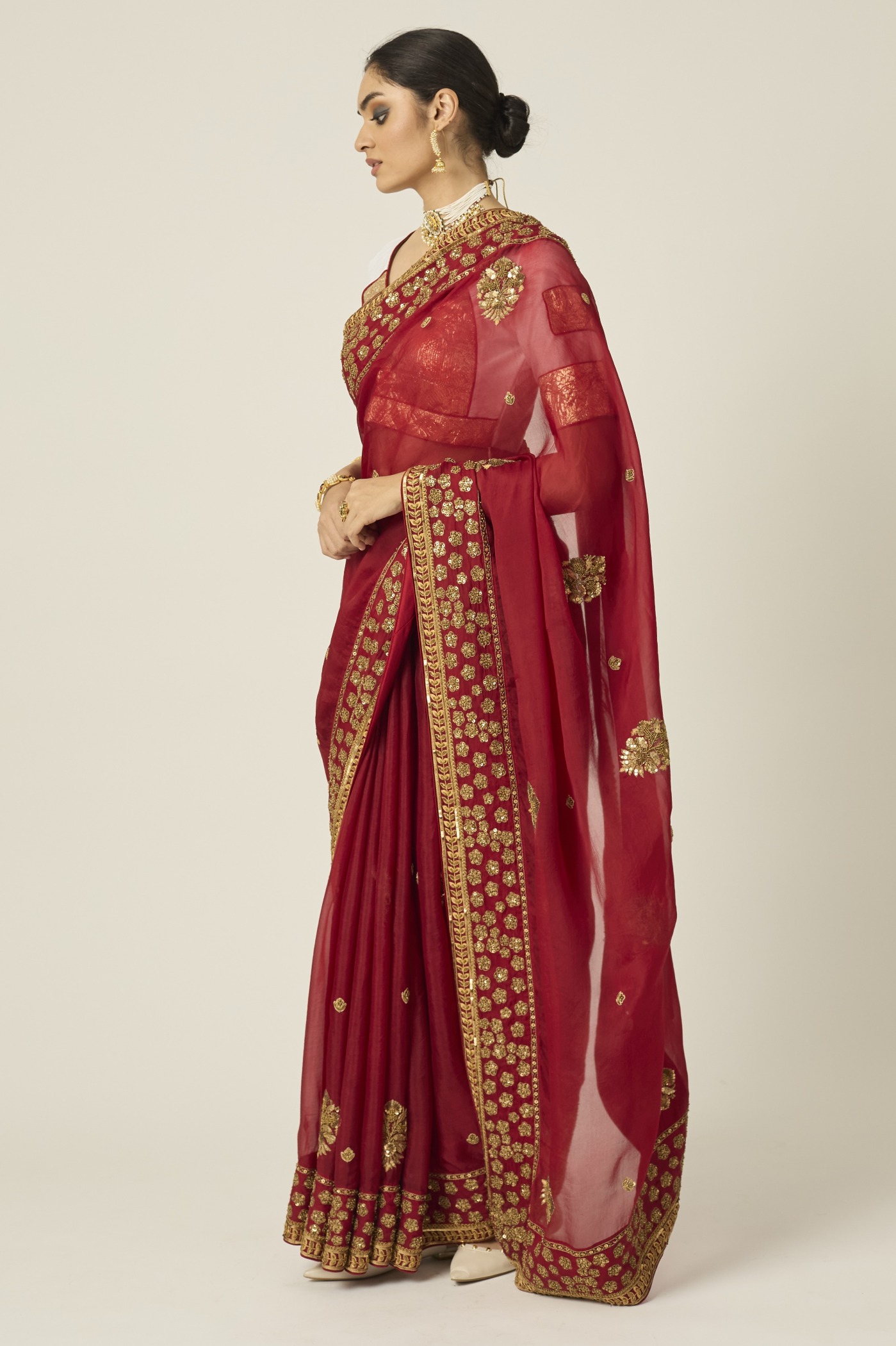 Myra Red Organza Saree