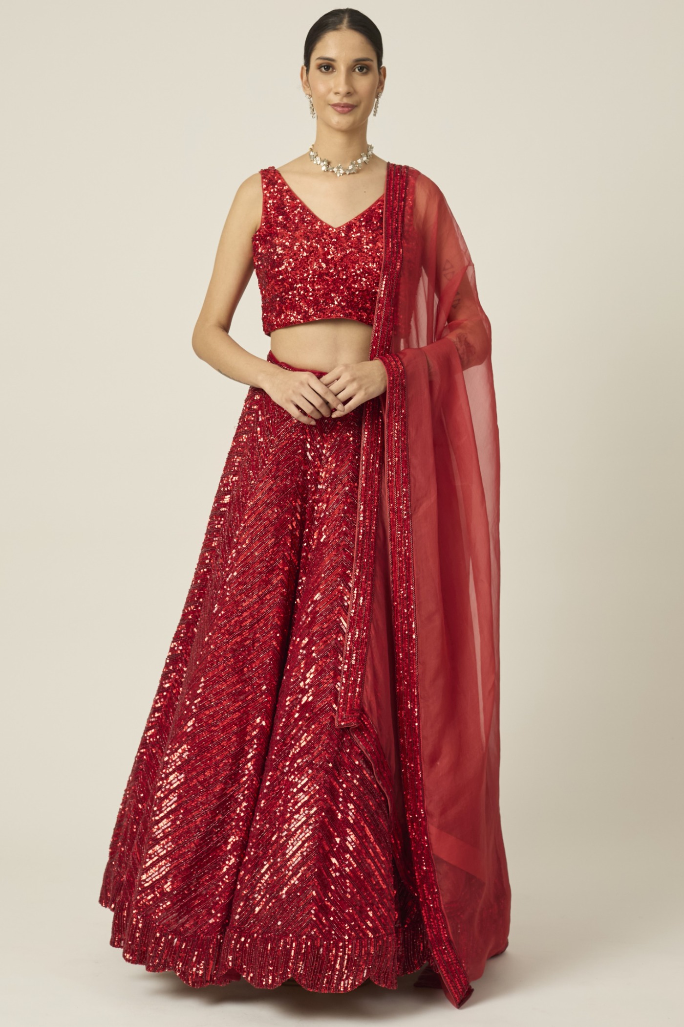 Red Anamika Lehenga