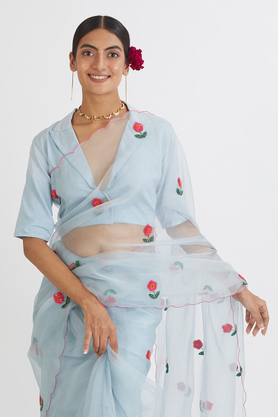 GUL MEHANDI SAREE POWDER BLUE