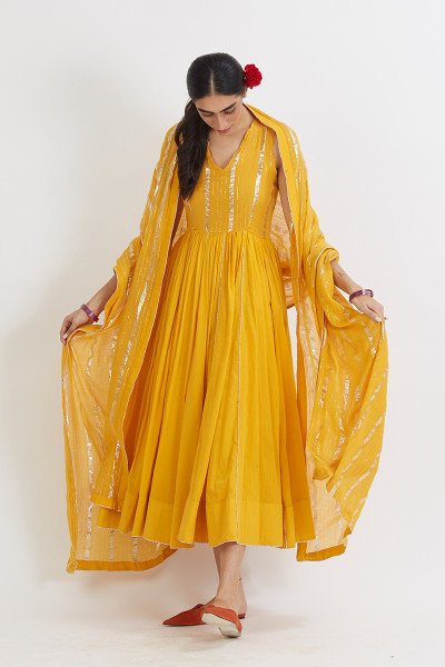 YELLOW RUPALI ANARKALI