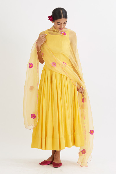 YELLOW GUL ANARKALI SET