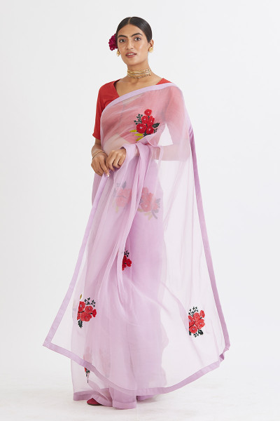 KESAR ORGANZA SAREE-LILAC