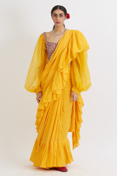 HALDI RUFFLED SAREE