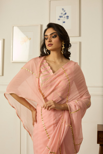 PASTEL PINK DHARA CHIFFON SAREE