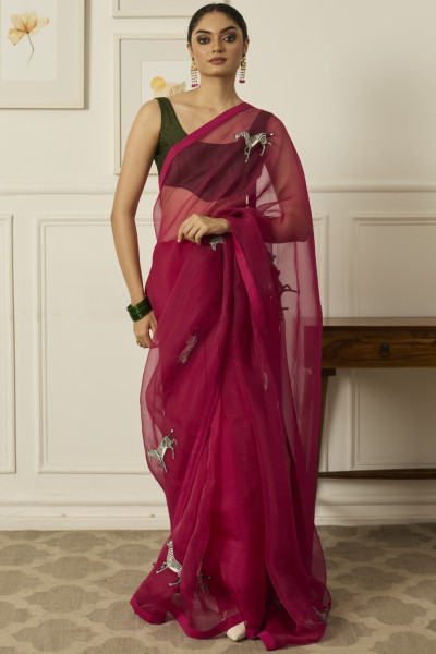 PINK BALCAO SILK ORGANZA SAREE