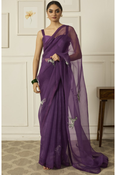 PURPLE BALCAO SILK ORGANZA SAREE