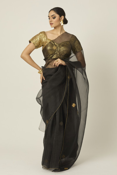 ACE BLACK SILK ORGANZA SAREE