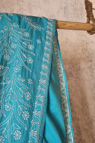 PAKIZHA CHANDERI BLUE SAREE