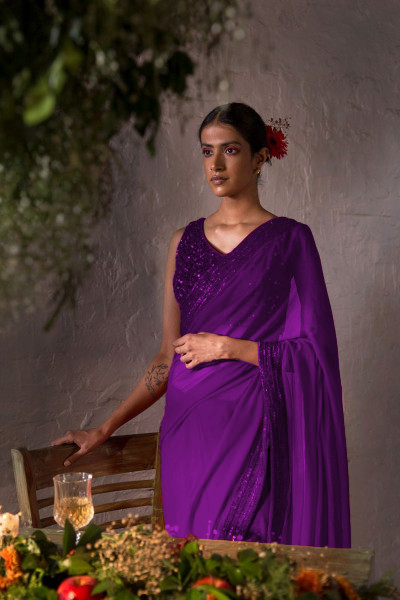 ANAMIKA EGGPLANT PURPLE SAREE