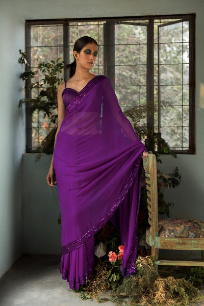 ANAMIKA EGGPLANT PURPLE SAREE