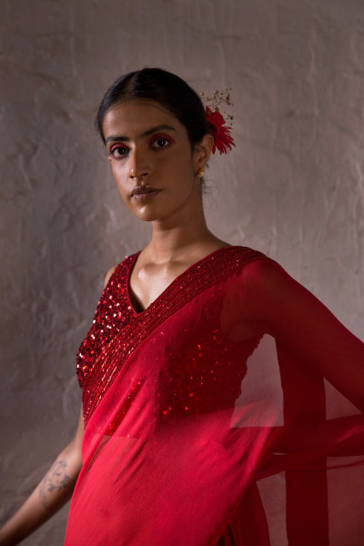 RED ANAMIKA SAREE