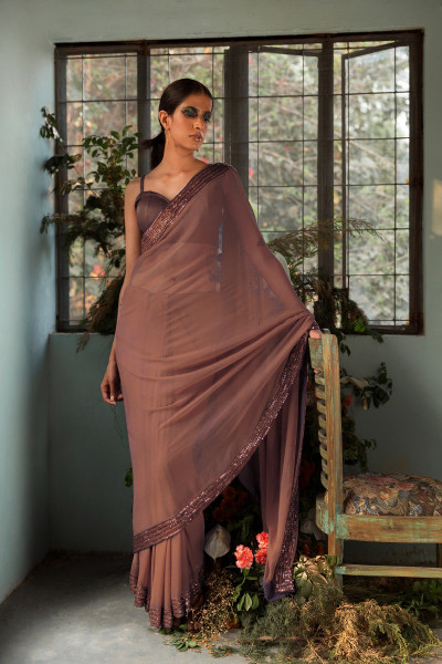 ANAMIKA EARTHY BROWN SAREE