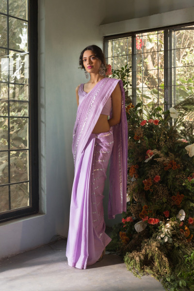 LAVENDER CHANDERI SAREE