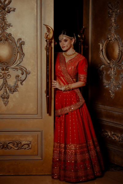 ASHANI RED BRIDAL LEHANGA