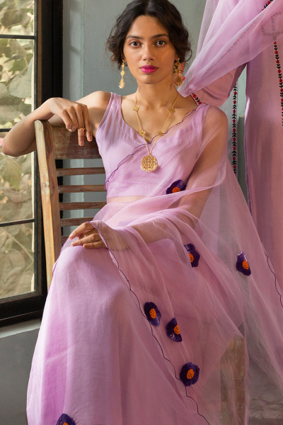 GUL LAVENDER ORGANZA SAREE