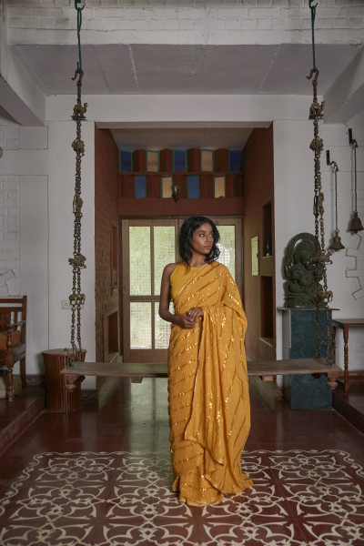 HALDI CHANDERI SAREE