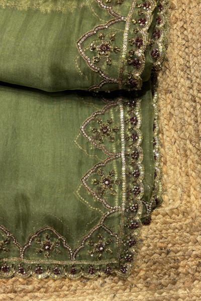 MEHAFIL OLIVE GREEN DUPATTA