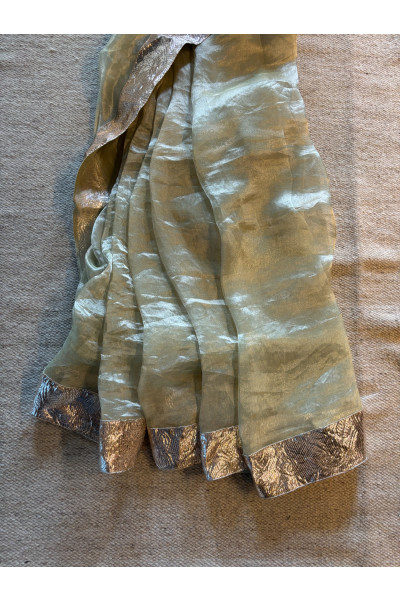 NILIMA GREEN SILK TISSUE SAREE