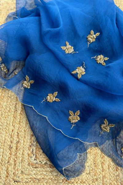 BLUE ROSEIN SILK ORGANZA DUPATTA