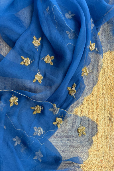 BLUE ROSEIN SILK ORGANZA DUPATTA