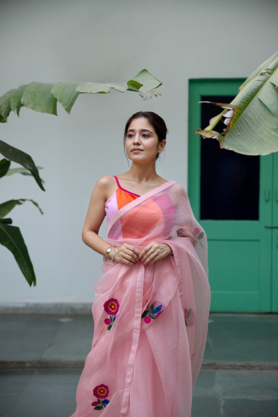 DAISY BLUSH PINK ORGANZA SAREE