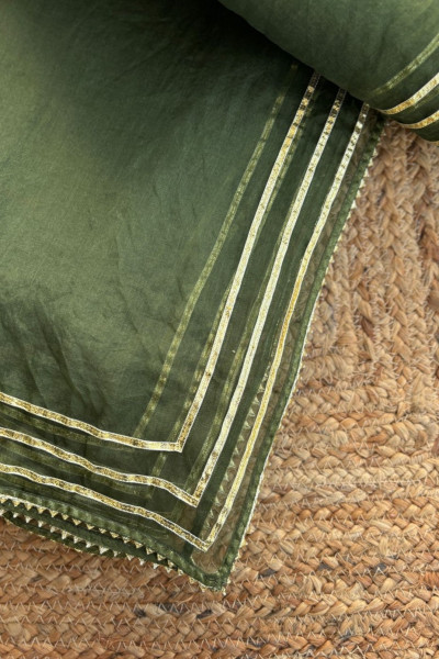 TILFI OLIVE GREEN DUPATTA