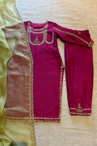 PEACOCK PINK RUQSAT KURTA SET