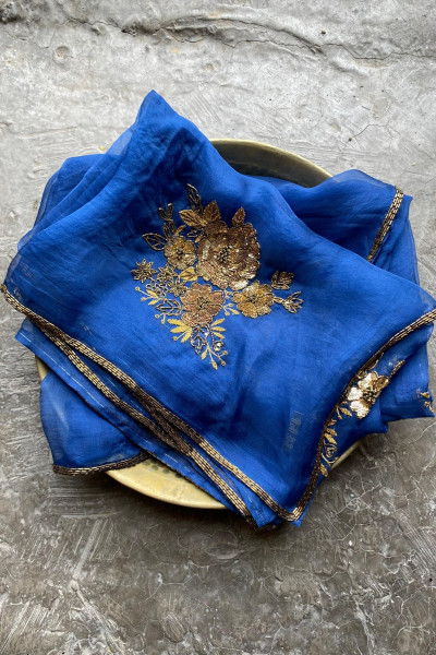 PARO BLUE SILK ORGANZA SAREE