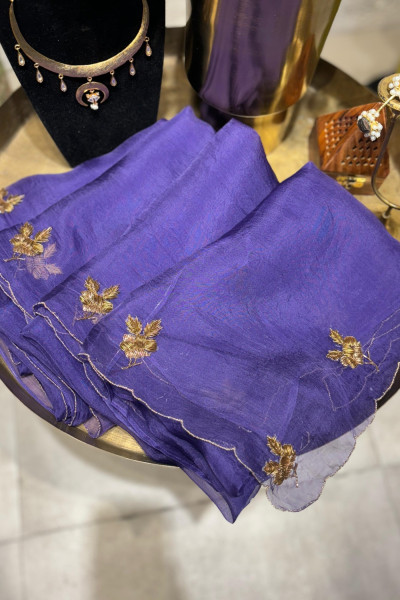 ROSEIN PURPLE SILK ORGANZA SAREE