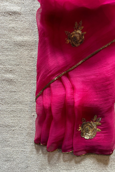 PINK-GOLD PARO SAREE