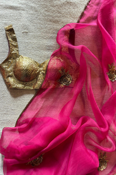 PINK-GOLD PARO SAREE