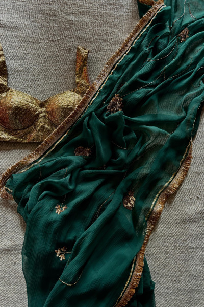 SIANA GREEN CHIFFON SAREE