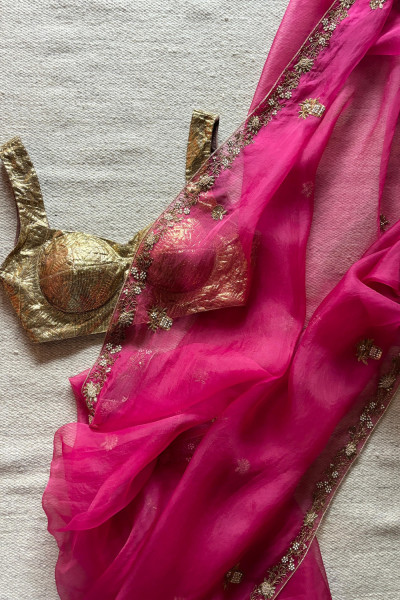 RASHI PINK SILK ORGANZA SAREE