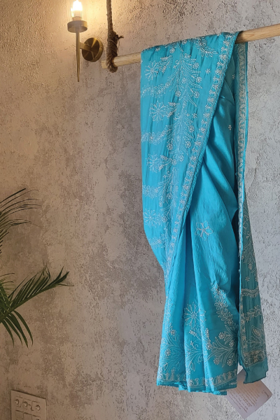 PAKIZHA CHANDERI BLUE SAREE