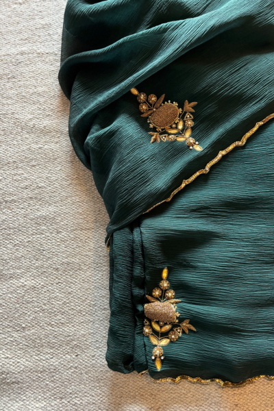 MEADOW GREEN CHIFFON SAREE