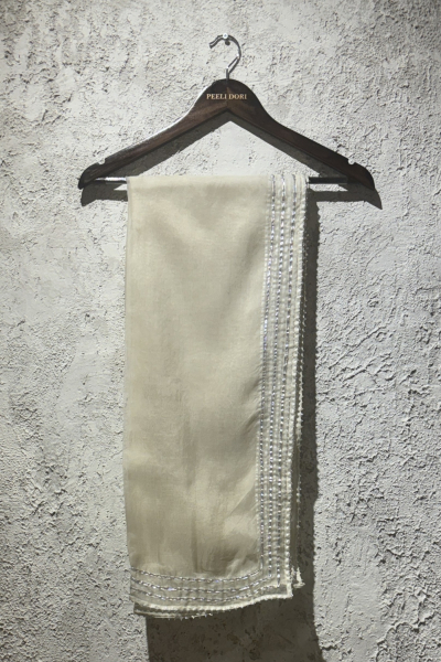 TILFI IVORY SILVER DUPATTA