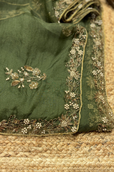 MEENAKSHI OLIVE GREEN DUPATTA