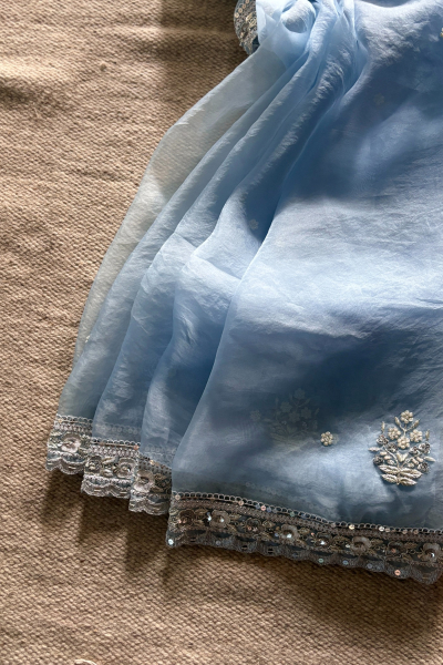 MASTANI POWDER BLUE SILK ORGANZA SAREE