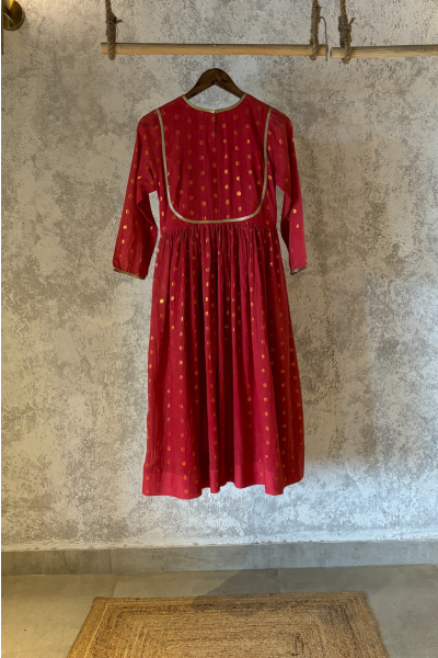 KIARA RED CHANDERI DRESS