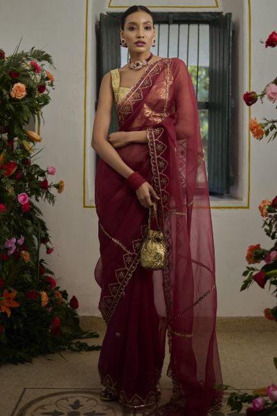 MAROON MEHAFIL SAREE