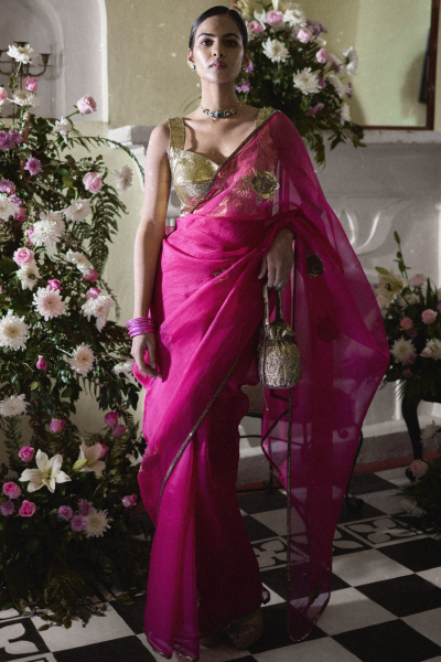 PINK-GOLD PARO SAREE