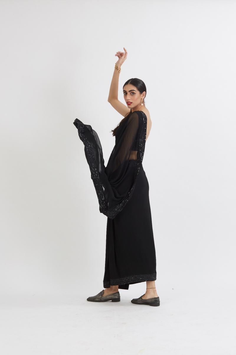 BLACK ANAMIKA SAREE