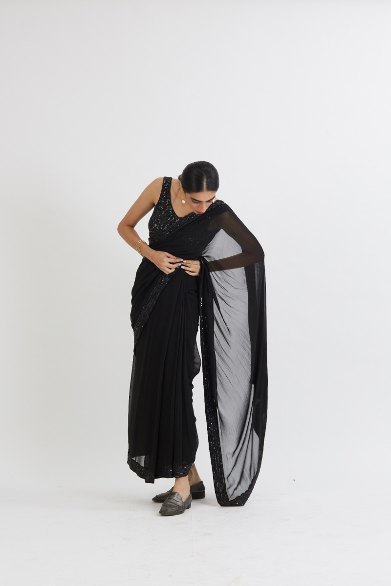 BLACK ANAMIKA SAREE