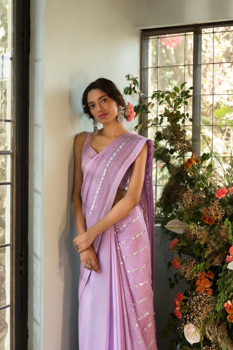 LAVENDER CHANDERI SAREE