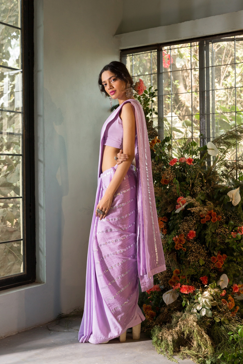 LAVENDER CHANDERI SAREE