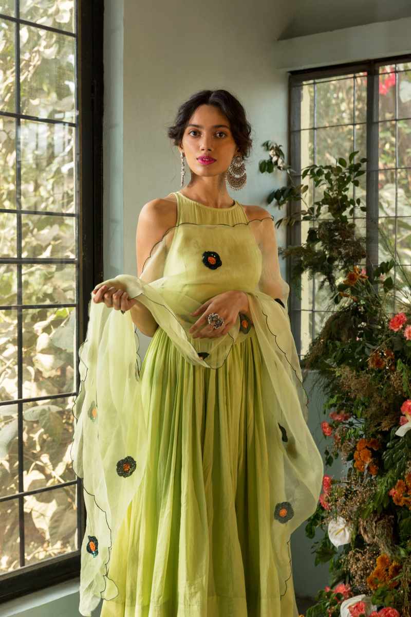 MINT GREEN GUL ANARKALI SET