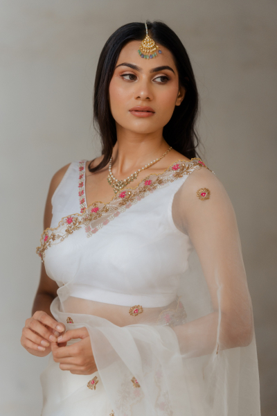 RESHMA IVORY ORGANZA SAREE