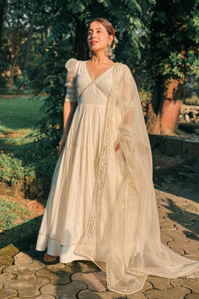 TILFI IVORY ANARKALI