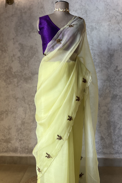 ROSEIN LIME SILK ORGANZA SAREE